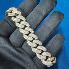 15MM Iced Out Round Moissanite Diamond Cuban Link Bracelets for Men