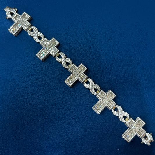 Iced Out Moissanite Bracelet for Men's Infinity cross Cuban link Bracelet