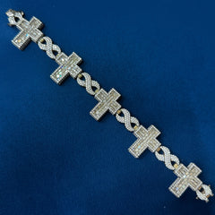 Iced Out Moissanite Bracelet for Men's Infinity cross Cuban link Bracelet
