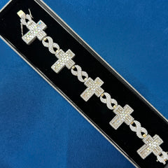 Iced Out Moissanite Bracelet for Men's Infinity cross Cuban link Bracelet