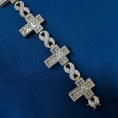 Iced Out Moissanite Bracelet for Men's Infinity cross Cuban link Bracelet