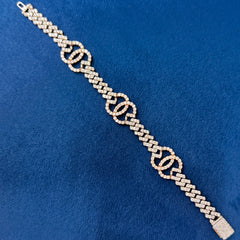 VVS Moissanite Diamond Gucci Style 14K Rose and White Gold Bracelet