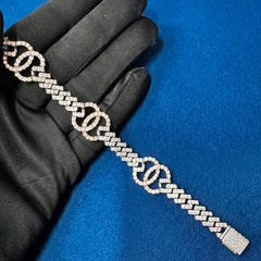 VVS Moissanite Diamond Gucci Style 14K Rose and White Gold Bracelet