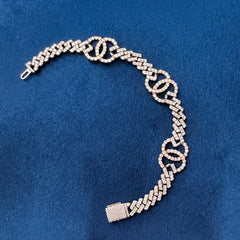 VVS Moissanite Diamond Gucci Style 14K Rose and White Gold Bracelet
