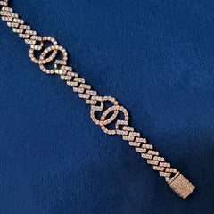 VVS Moissanite Diamond Gucci Style 14K Rose and White Gold Bracelet