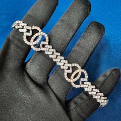 VVS Moissanite Diamond Gucci Style 14K Rose and White Gold Bracelet