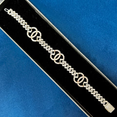 VVS Moissanite Diamond Gucci Style 14K Rose and White Gold Bracelet