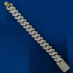 18.5 Moissanite Diamond 14K Yellow Gold Hip Hop Cuban Bracelet