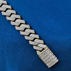 18.5 Moissanite Diamond 14K Yellow Gold Hip Hop Cuban Bracelet