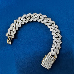18.5 Moissanite Diamond 14K Yellow Gold Hip Hop Cuban Bracelet
