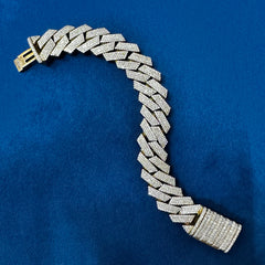 18.5 Moissanite Diamond 14K Yellow Gold Hip Hop Cuban Bracelet
