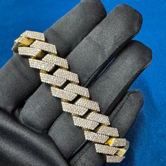 18.5 Moissanite Diamond 14K Yellow Gold Hip Hop Cuban Bracelet