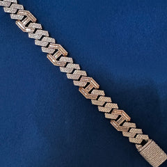 16mm VVS Lab Diamond 14K Two Tone Hip Hop Cuban Bracelet