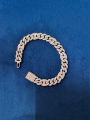 VVS Moissanite Diamond Gucci Style 14K Rose and White Gold Bracelet