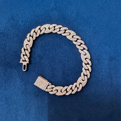 10 MM Iced Out Round Moissanite Miami Cuban Link Bracelets for Men
