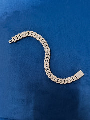 VVS Moissanite Diamond Gucci Style 14K Rose and White Gold Bracelet