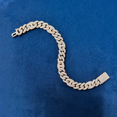 10 MM Iced Out Round Moissanite Miami Cuban Link Bracelets for Men