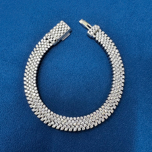10 MM Iced Out Round Moissanite Tennis Link Bracelets for Women