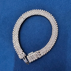 10 MM Iced Out Round Moissanite Tennis Link Bracelets for Women