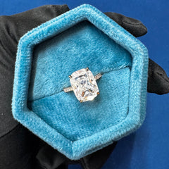 6Ct Iced Crushed Cushion Cut Lab Grown Diamond Engagement Ring