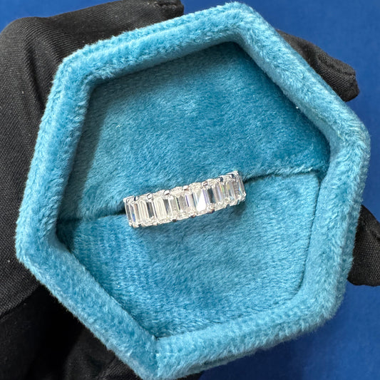 5 x3  Emerald Cut VVS lab Diamond Full Eternity wedding Band