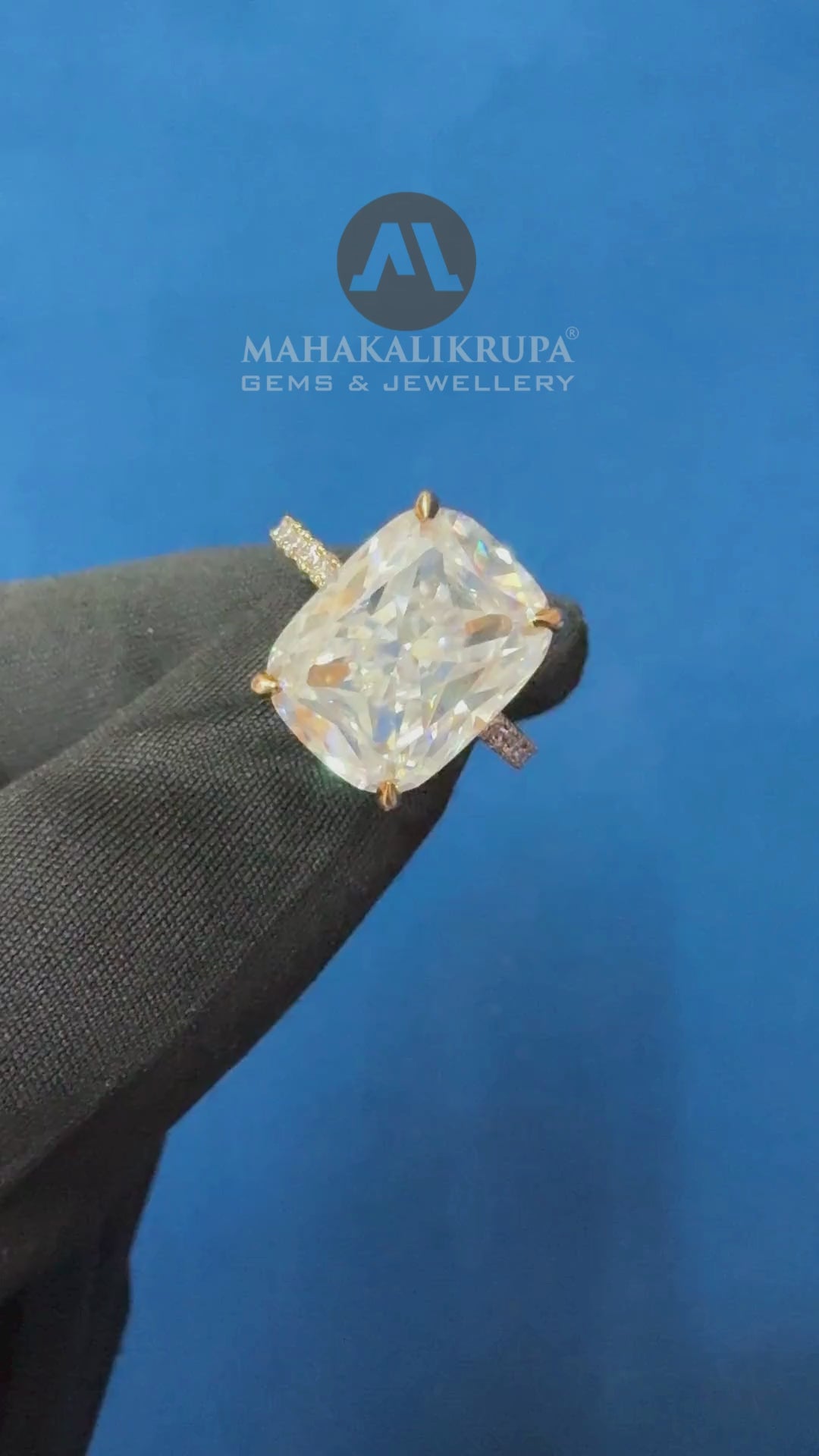 6Ct Iced Crushed Cushion Cut Lab Grown Diamond Engagement Ring