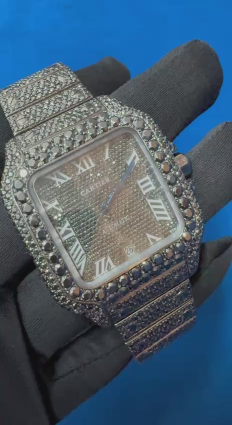 41MM Fully Icedout Black Moissanite Diamond Hip hop WatchFor Men
