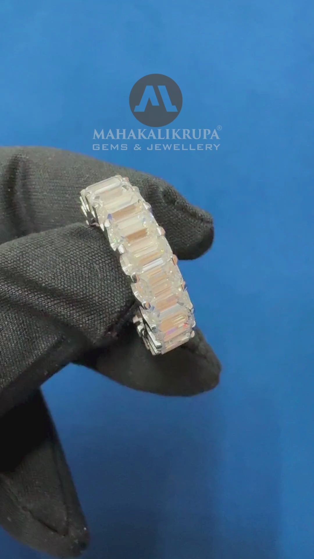 5 x3  Emerald Cut VVS lab Diamond Full Eternity wedding Band